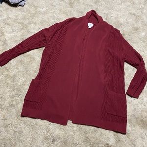 Women’s St. John’s Bay open maroon cardigan size XL